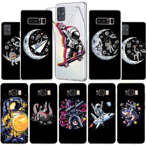 Astronaut Phone Case for Samsung Galaxy A21S A32 A41 A52 A72 A71 A70 4G/5G S10 S20 S21 Plus Ultra Starry Black Coque