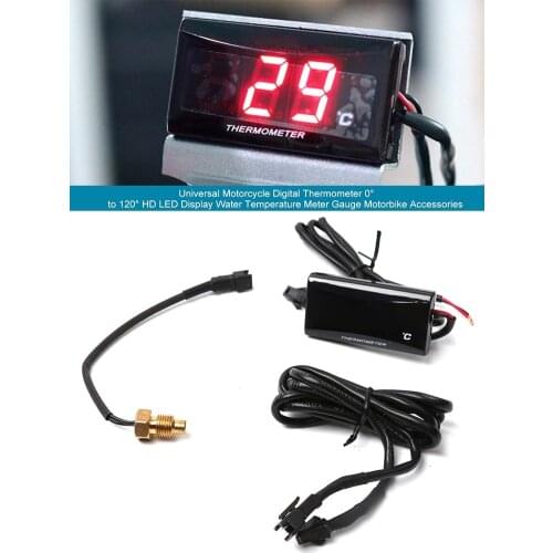 Universal Motorcycle Digital Thermometer 0° To 120° HD LED Display Water Temperature Meter Gauge For KOSO Yamaha Racing Scooter