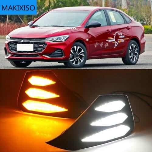 1 Pair DRL LED Daytime Running Lights Fog Lamp Yellow Turn Signal Lamp For Chevrolet Monza RS 2019 2020