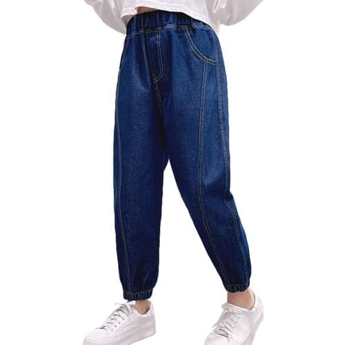 Jeans For Girls Solid Color Girls Jeans Pants Patchwork Jeans For Children Spring Autumn Childrens Clothes 6 8 10 12 14