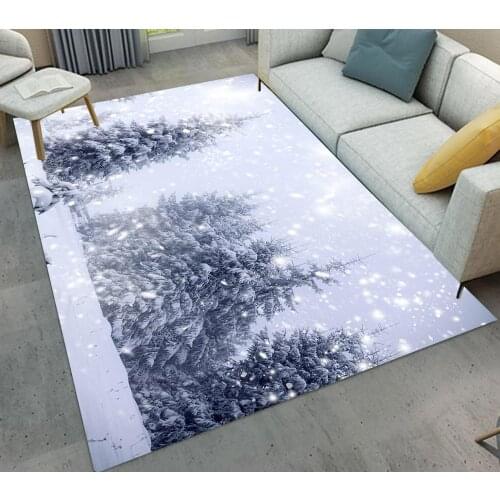 Fir Forest Snow Scene Winter Landscape Carpet For Living Room Bedroom Anti-Slip Floor Mat Cloakroom Christmas Carpet Area Rugs