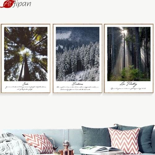 Atfipan Forest Trees Scenery Prints Canvas Painting Nordic Poster No Frame Wall Pictures For Modern Living Room Decor Artworks
