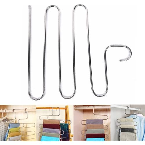 Durable Multi 5 Layer Clothes Hangers Towel Pants Trousers Holder Storage Rack