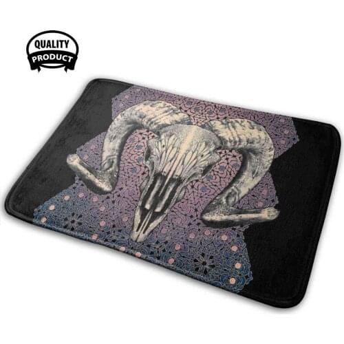 Ram Jam Soft House Family Anti-Slip Mat Rug Carpet Ram Skull Horns Horned Hex Math Geometric Abstract Chaos Mortality