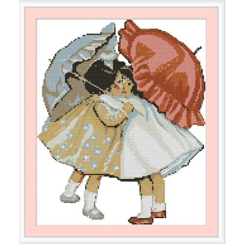 Umbrella girl 2 cross stitch kit aida 14ct 11ct count print canvas cross stitches stitching needlework embroidery DIY handmade