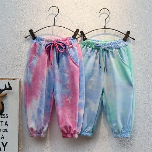 New tie-dyed childrens pants summer bloomers childrens ice silk anti-mosquito pants sweatpants thin
