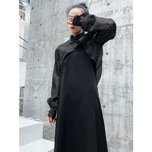 Cakucool Irregular designer thin coat short European root yarn Chinese stand collar lantern cufflink shawl