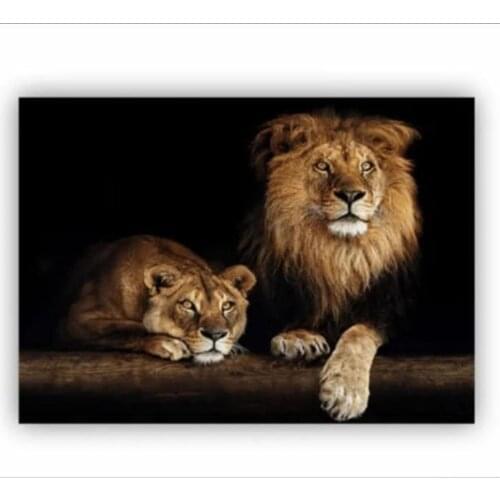 Poster Canvas Painting Modern Wall Art Black Lion Animal Posters and Prints Wall Art Pictures For Living Room Cuadros Home Decor