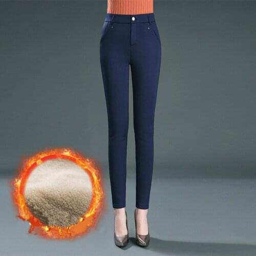 Casual Plus Size Middle-Aged Female Pants Autumn Women Trousers 2021 New High-Waist Elasticity Straight Pants Winter Plus Velvet