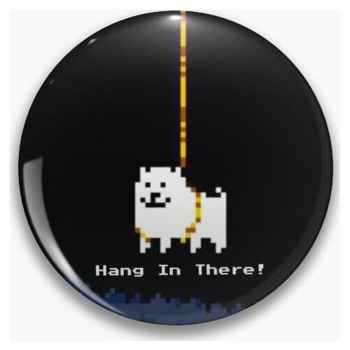 Annoying Dog Hang In There Soft Button Pin Cartoon Collar Decor Women Jewelry Gift Badge Hat Lover Fashion Metal Clothes