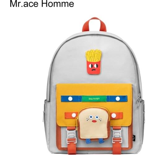 MAH gray and yellow cute printing Laptop backpack women kawaii school backpack for girl waterproof travel bag boy college bag