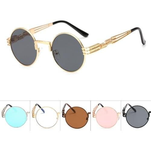 Gothic Steampunk Sunglasses Men Metal Round Shades Male Clear Sun Glasses For Women Hip Hop Steam Punk Sunglasses for women men