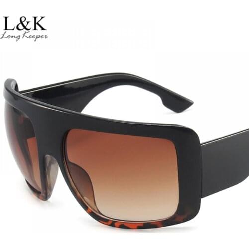 LongKeeper Oversized Square Sunglasses Women Black One Piece Big Frame Sun Glasses Men Luxury Brand Vintage Gradient Eyewear