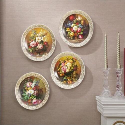 Creative oil painting plate, European ornamental vintage decorative ceramic plate, home office restaurant decoration crafts