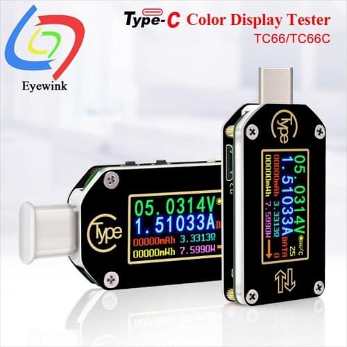TC66/TC66C Type-C PD trigger USB-C Voltmeter ammeter voltage 2 way current meter multimeter PD charger battery USB Tester