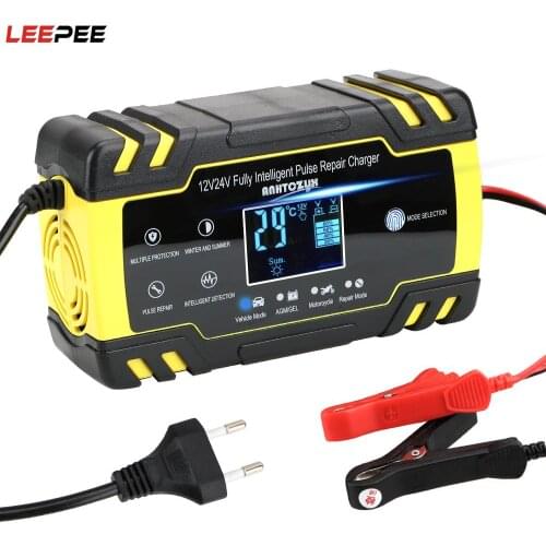 Car Battery Charger Full Automatic Digital LCD Display Intelligent 12V-24V 8A Pulse Repair Wet Dry Lead Acid Battery-chargers
