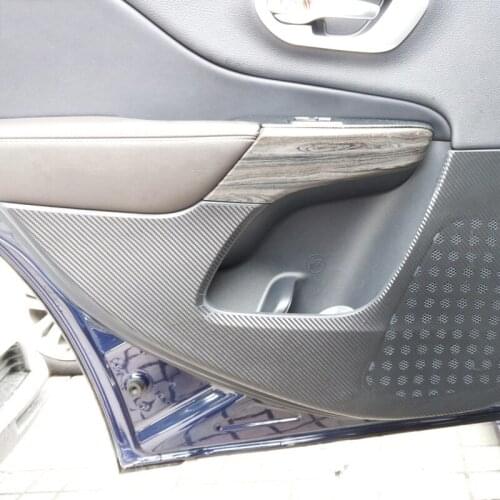 QHCP 4Pcs Carbon Fiber Car Door Anti-kick Stickers Protective Film Auto Accessories For Jeep Compass Discovery Grand Cherokee