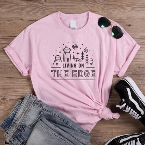 ONSEME Living On The Edge T Shirt Women Kawaii Princess Castle Graphic T Shirts Aesthetic Feminist Tees Christian T-Shirt Tops