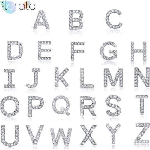 925 Sterling Silver Ear Needle Earrings For Women Zircon A~Z 26 English Letters Stud Earring Korean DIY Jewelry Initial Earrings