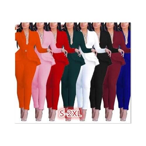 2021 Women Sexy V Neck Tops and Skinny Pants Set 2 Two Piece Set Elegant Office Ladies Workwear Outfits Casual Tracksuit