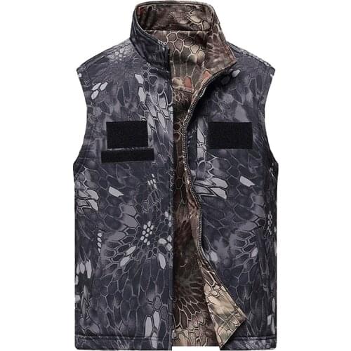Soft Shell Both Face Mens Warm Tactical Tops Vest Outdoor Training Hiking Climbing Riding Thermal Windproof Camouflage Waistcoat