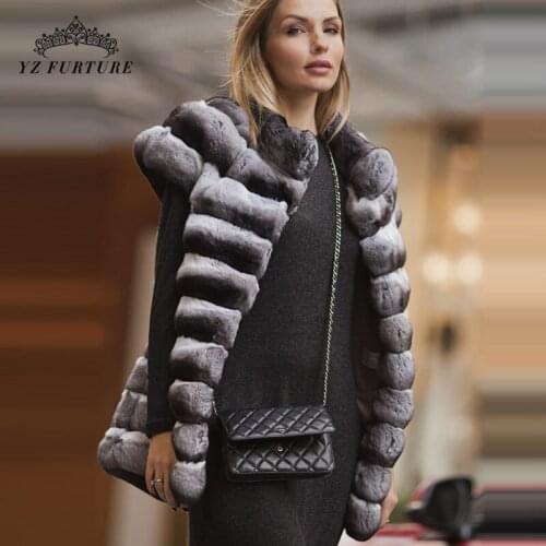 2021 New Women Winter Rex Rabbit Arrival Real Natural Fur Thick Outwear Short Sleeves Warm Whole Skin Fur Collar Fashion Vest