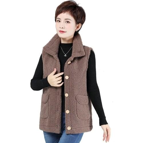 Women Autumn Winter Faux Fur Warm Vest jacket sleeveless Female Thick Teddy Bear Waistcoat Casual Loose Oversize Outwears