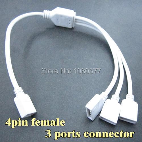 10pcs/lot 1 To 3 Ports Female Connector 4 Pin For SMD 3528 5050 RGB LED Flexible Strip Lighting Connecting
