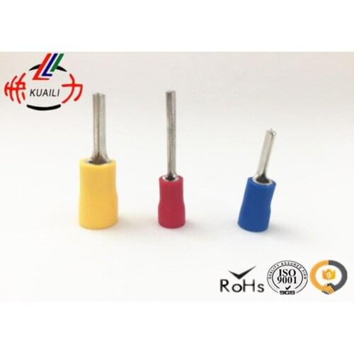 100pcs insulated pin terminals Connector blue PTV 2-18 AWG 16-14