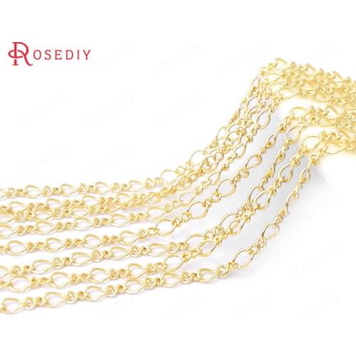 2 Meters Width 2.1MM 24K Champagne Gold Color Copper Figaro Chains Necklace Chains High Quality Diy Jewelry Findings Accessories