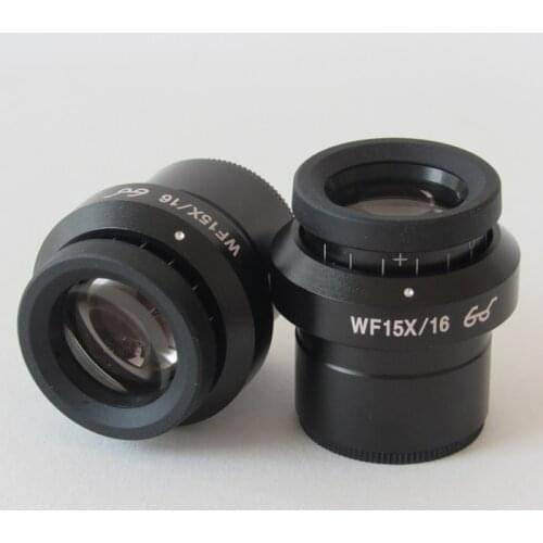 2 PCS WF15X/16mm Adjustable High Eye Pionts Wide Field Eyepiece Optical Lens for Biological Microscope