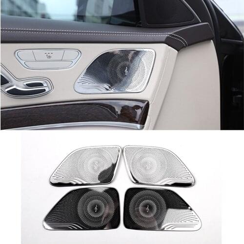 4pcs Stainless Car Audio Door Loud Speaker Cover Trim For Mercedes benz W222 S Class s320 s300 s350 2014-2019 Car Accessories