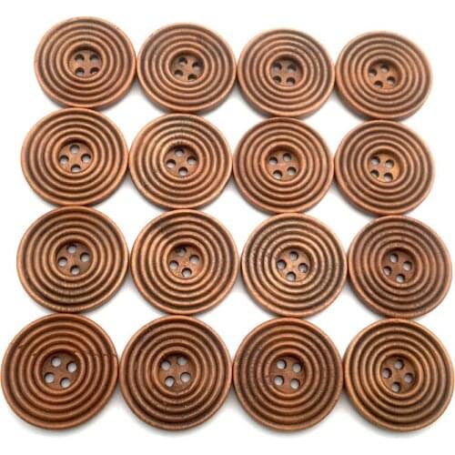 7 Sizes Coffee Color Round Spiral Wooden Buttons 4 Holes Sewing Scrapbooking Crafts Clothes Handmade Wood Button SC022-04