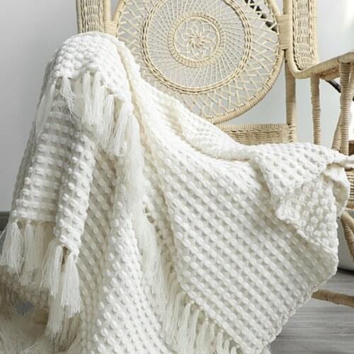 White Blanket for Bed Soft Blanket With Tassel Chenille Travel Shawl Blanket Sofa Chair Throw Blanket Chic Decor 27x200cm Manta