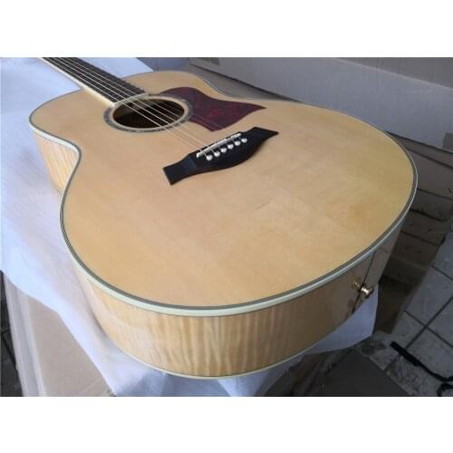 Free shipping unique 6 string 41 inch 614 acoustic guitar, folk guitar,Spruce plywood guitar,flamed maple veneer back