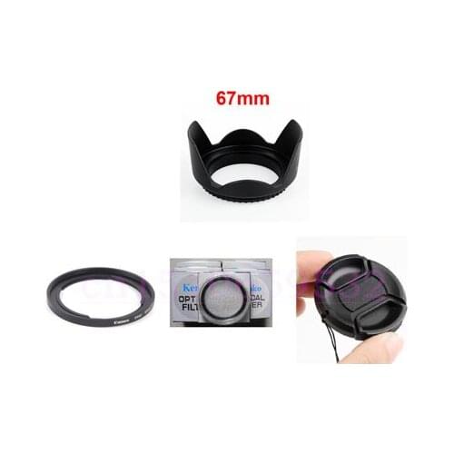 4 in 1 67mm Lens Hood + 67mm Lens Filter Adapter Ring + lens cap and Kenko UV filter for SX1 SX10 IS SX20 SX30 SX40 SX50