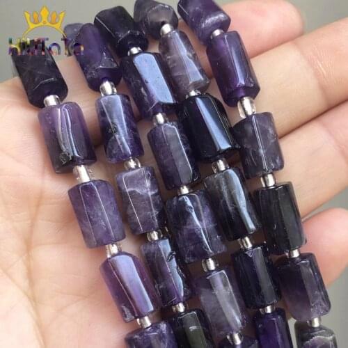 Natural Faceted Purple Amethysts Stone Beads Cylinder Spacer Beads For Jewelry DIY Making Bracelet Necklace Accessories 7.5