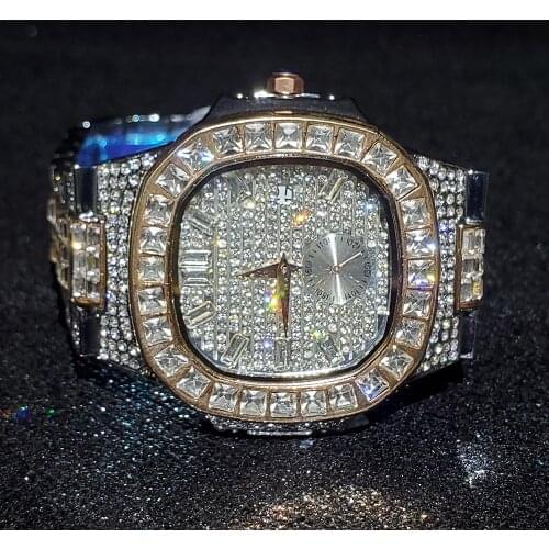 Hip Hop MISSFOX Nautilus Philippe Luxury Brand Male Quartz Wrist Watches Stainless Steel Watch Personalized Men Iced Out Jewelry