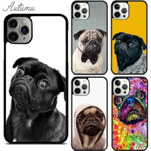 Cute Pug Dog Phone Case for iPhone 11 12 Pro Max mini X XR XS SE 2020 5 6S 7 8 Plus Samsung Galaxy S8 S9 S10 Cover shell