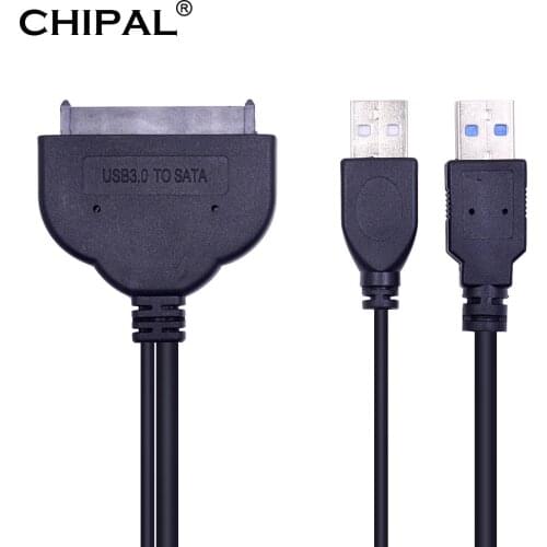CHIPAL 100pcs USB 3.0 to SATA 3.0 22Pin Cable USB3.0 SATA III Adapter Converter with USB 2.0 Power Cord for 2.5" HDD SSD