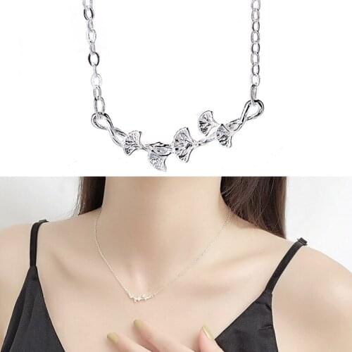 TOUCHEART New Ginkgo Biloba Leaf Choker Necklaces&Pendants Crystal Elegant Silver Necklaces For Women Jewelry Necklace SNE190157