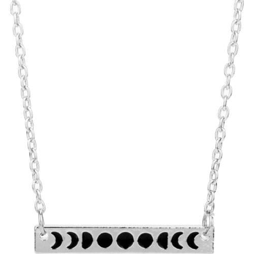 Color Galaxy Astronomy Moon Phase Necklace For Women Stainless Steel Ketting Bar Lunar Pendant Erkek Kolye Choker Jewelry