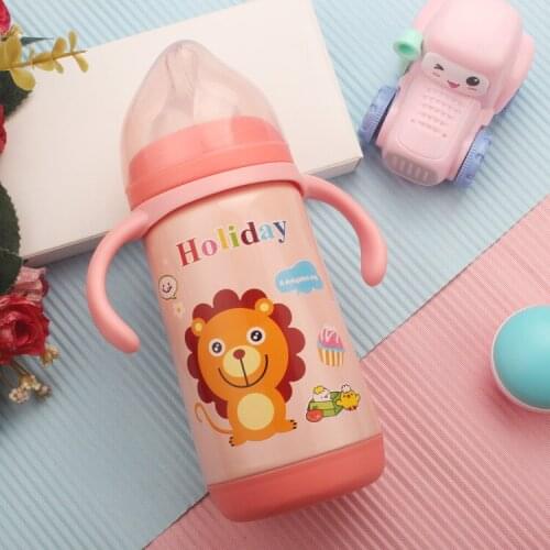 Baby Lovely Safety Feeding Infant Baby Silicone Milk Feeding Food Bottle Stainless Steel Accessories Garrafa Best Gift AB50NP