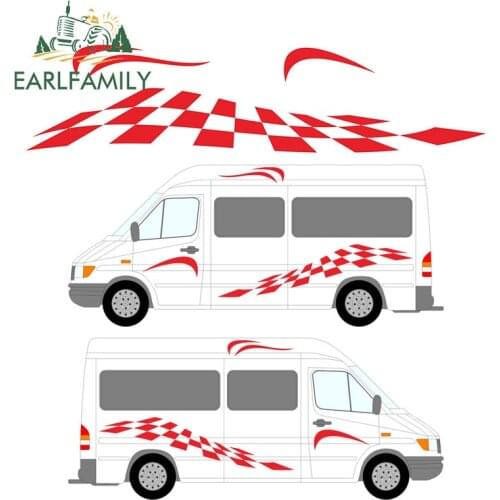 EARLFAMILY 200cm x 28cm 2x Square Line Graphics Motorhome Vinyl Car Stickers Decals Set Camper Van RV Caravan One for Each Side