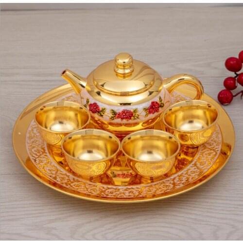European 8pcs/set decorative metal tea set tea pot set tea ceremonytea for one set JJ088