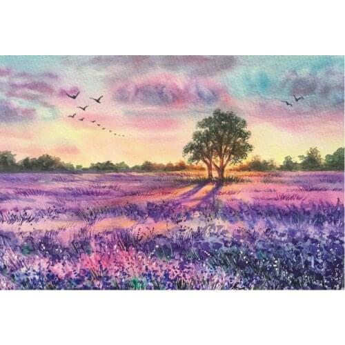 Fantasy Lavender Field Scenery Photography Backdrop Room Decor Photo Booth Studio Prop