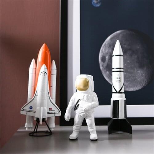 Resin Crafts Space Man American Astronaut Sculpture Rocket Plane Cosmonaut Figure Model Statue Home Decorations Figurines