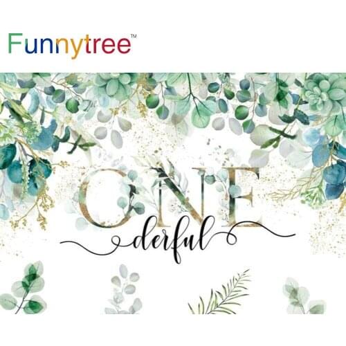 Funnytree 1st Birthday Party Onederful Baby Shower Background 1 Year Leaves Gold Dots Decor for a Photo Photobooth Backdrop