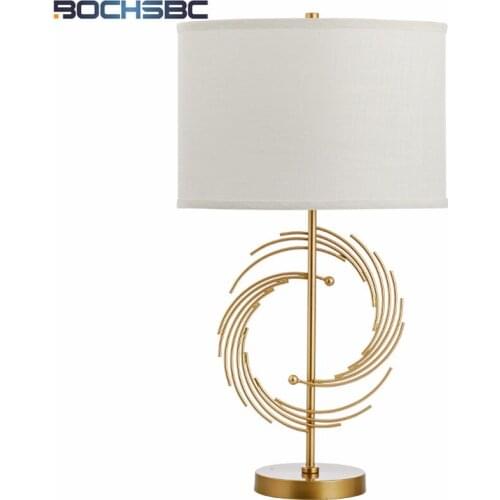 Creative Metal Table Lamp Modern Home Decoration Desk Lamp for Bedroom White Cloth Lampshade Lampe de chevet H68cm