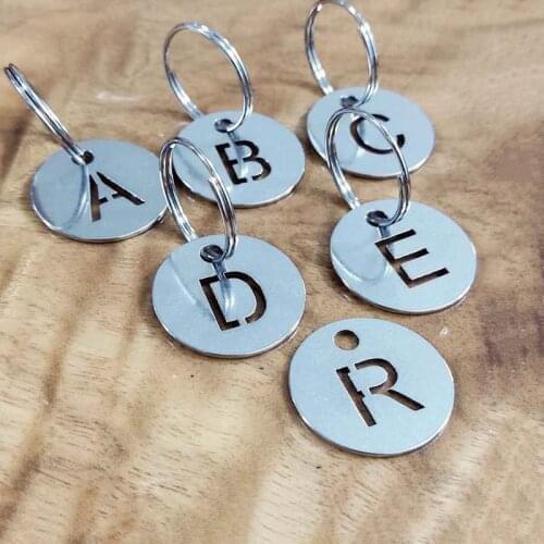 26 PCS Stainless Steel Letters Plates Round Labels Mark Sign Classification Tags Metal Alphabet Item Marker A-Z Signs For Keys